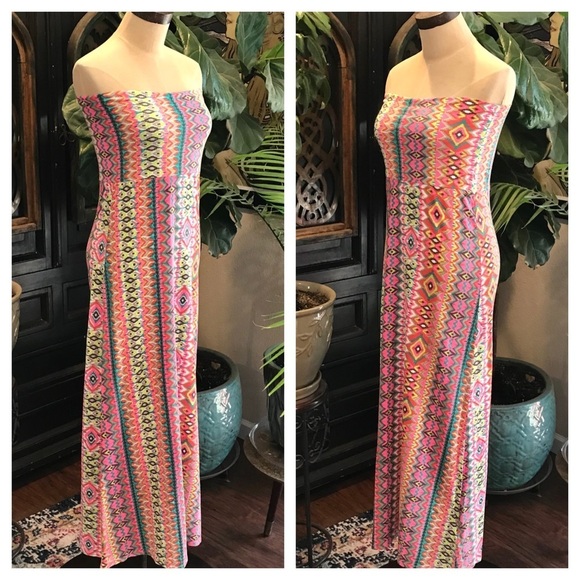Roxy neon boho tribal print maxi skirt - Picture 4 of 8